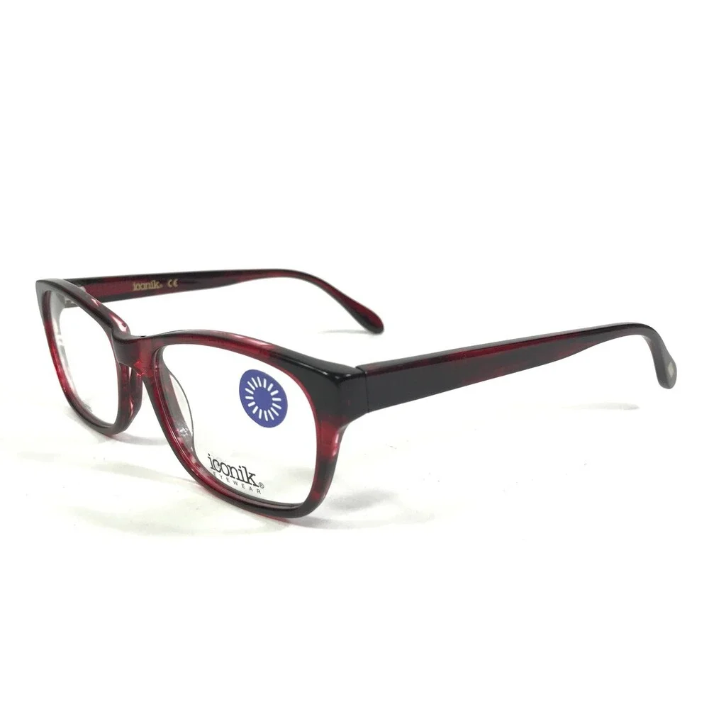 Iconik Eyeglasses Frames Annie C01 Red Horn Square Full Rim 53-17-140
